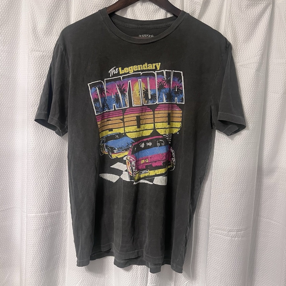 Vintage Style Lucky Brand NASCAR Tee Shirt Daytona Speedway Faded Distressed SS